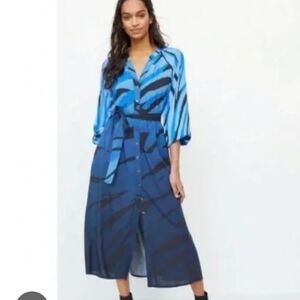 Anthropologie Conditions Apply Blue Maxi Shirtdress Size 6